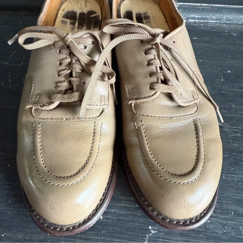Vintage 50s Taupe Tan Leather Oxford Loafer - Picture 7 of 11